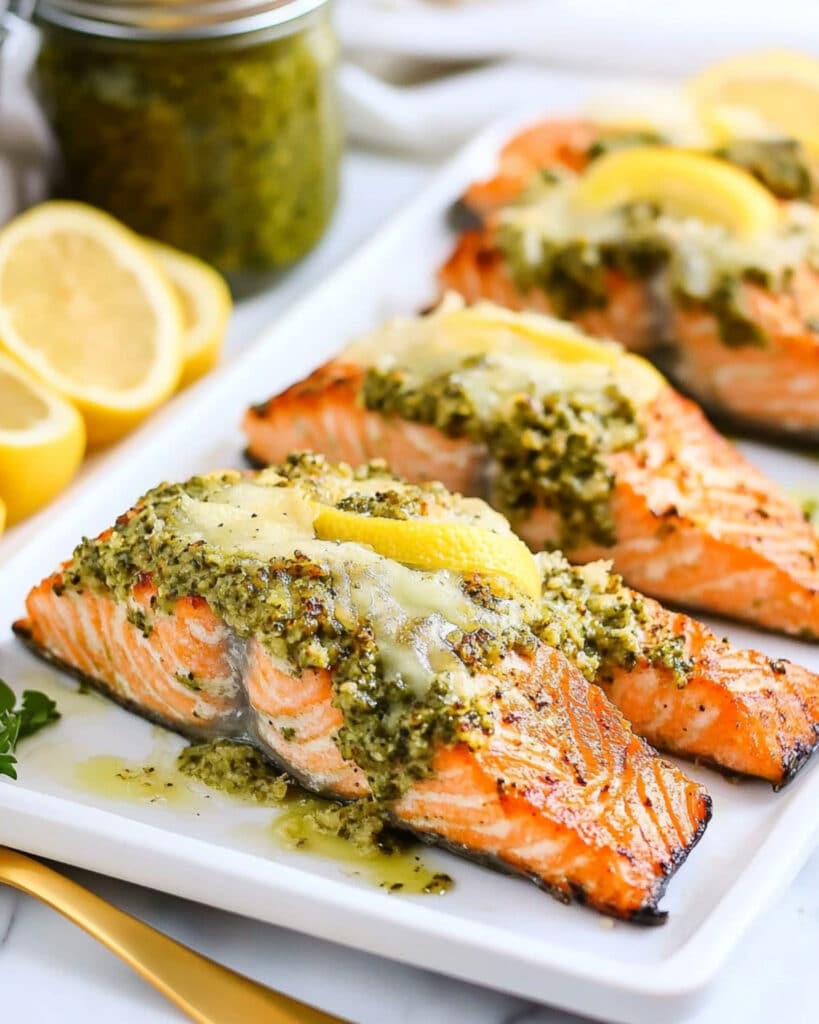 Air Fryer Parmesan Pesto Crusted Salmon Filets Recipe