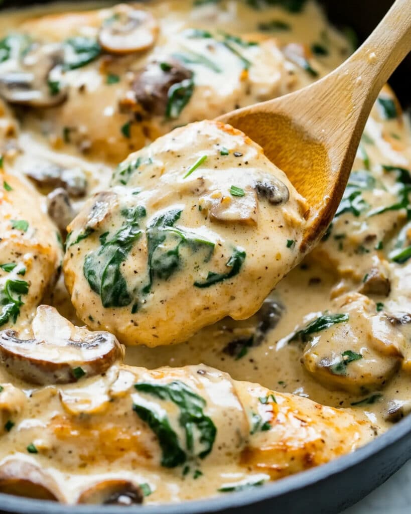 Creamy Parmesan Garlic Mushroom Chicken Recipe