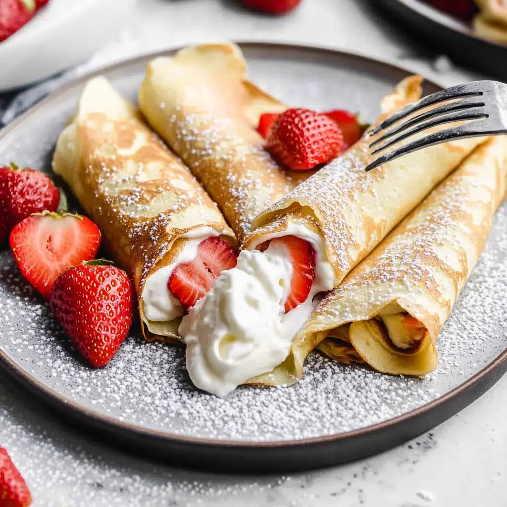 Creamy Strawberry Filled Crepes Recipe - Recipe Image