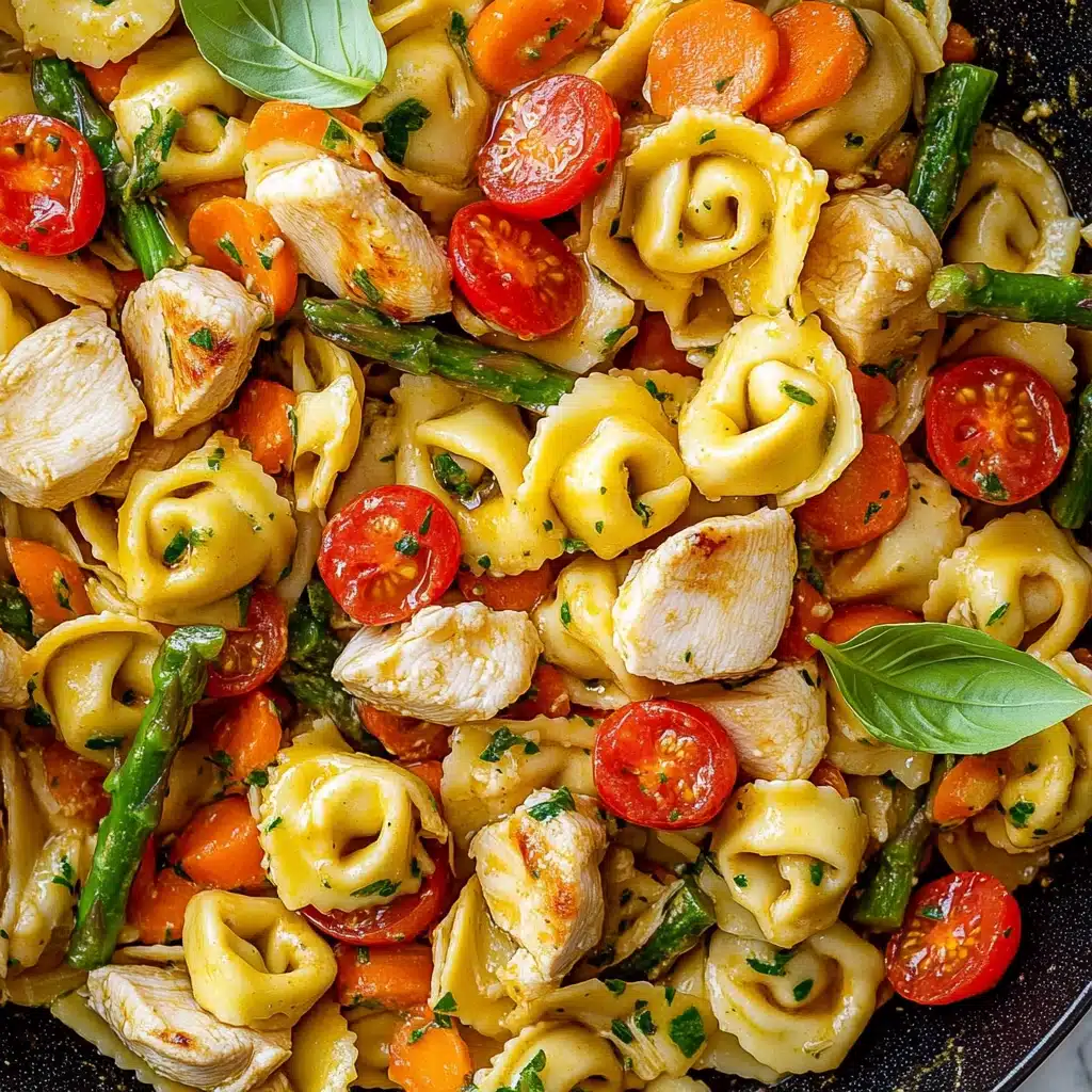 Balsamic Chicken Tortellini Salad with Asparagus and Grape Tomatoes Recipe - Recipe Image