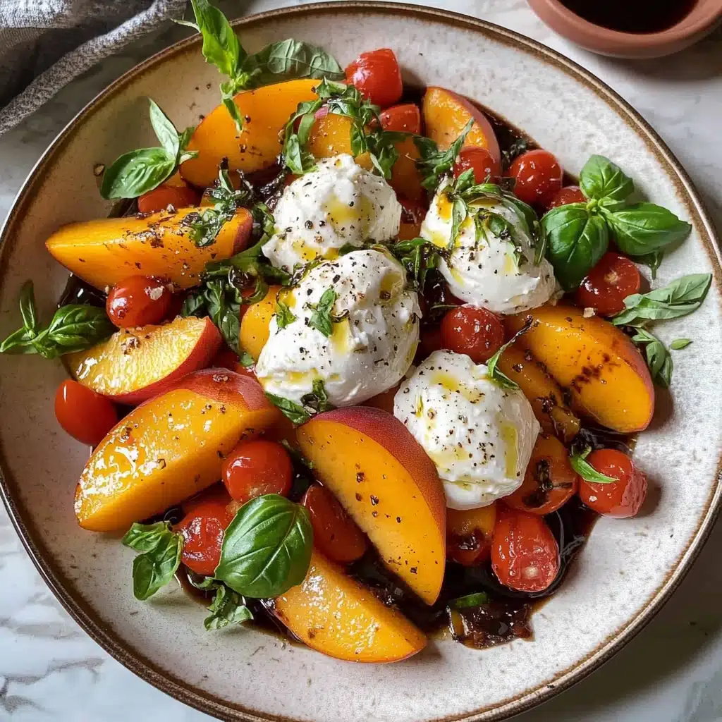 Peachy Burrata Caprese Salad Recipe - Recipe Image