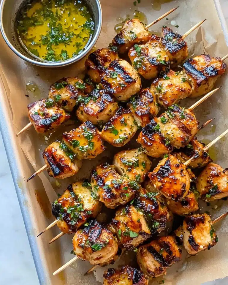 Garlic Parmesan Chicken Skewers with Butter Sauce Recipe