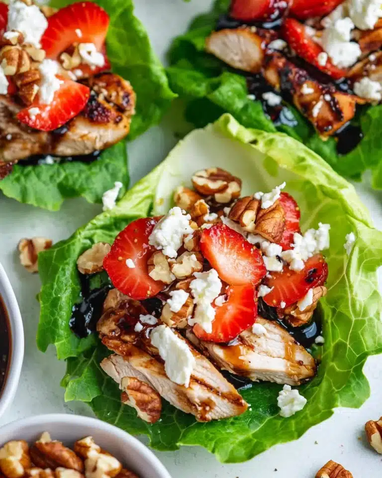 Balsamic Chicken Lettuce Wraps with Strawberry Pecan Filling Recipe
