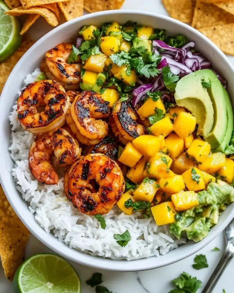 Chili Lime Shrimp Bowls with Mango-Avocado Salsa Recipe