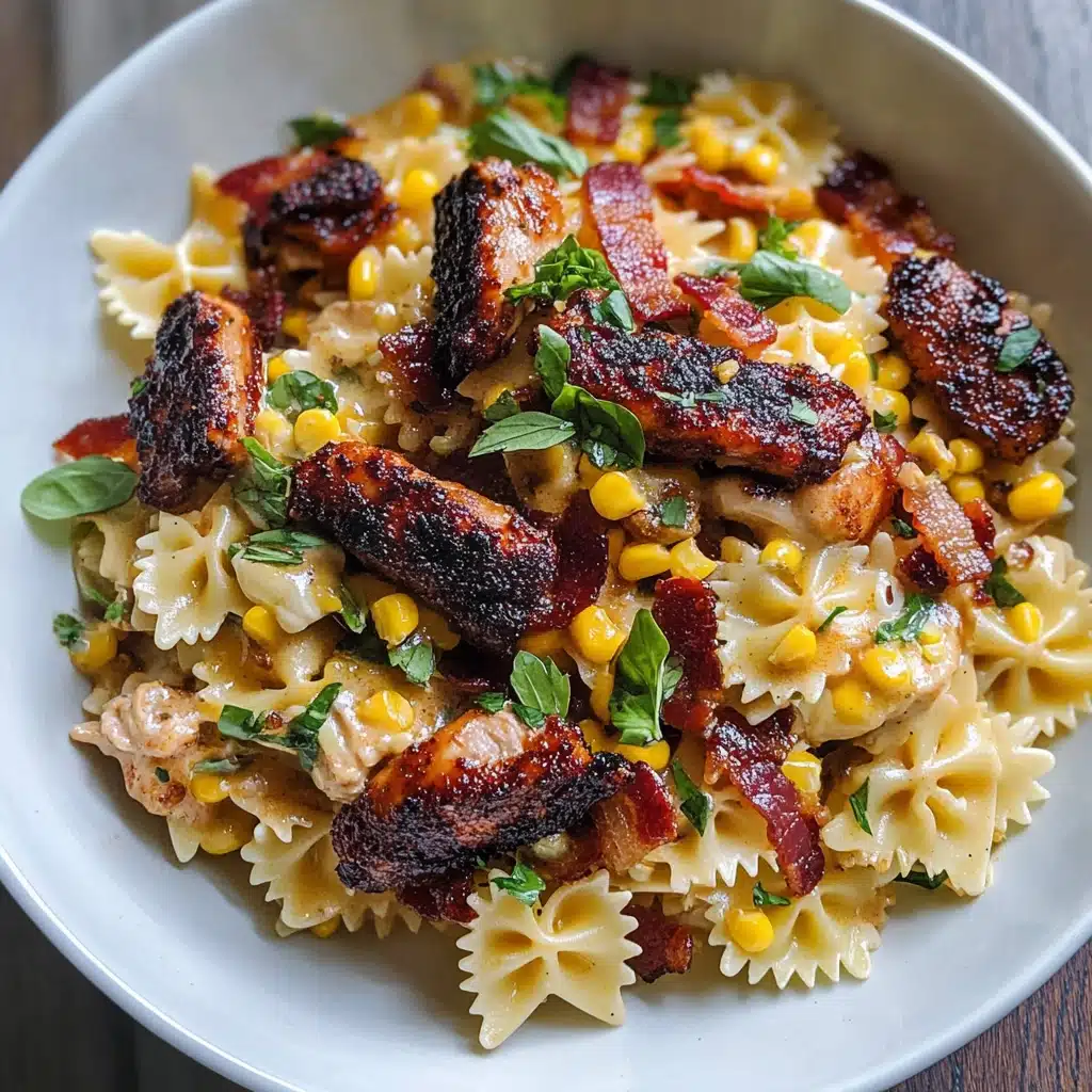 Creamy Chicken and Corn Pasta with Bacon Recipe - Recipe Image