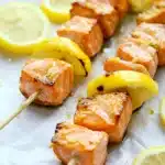 Lemon Garlic Grilled Salmon Skewers Recipe