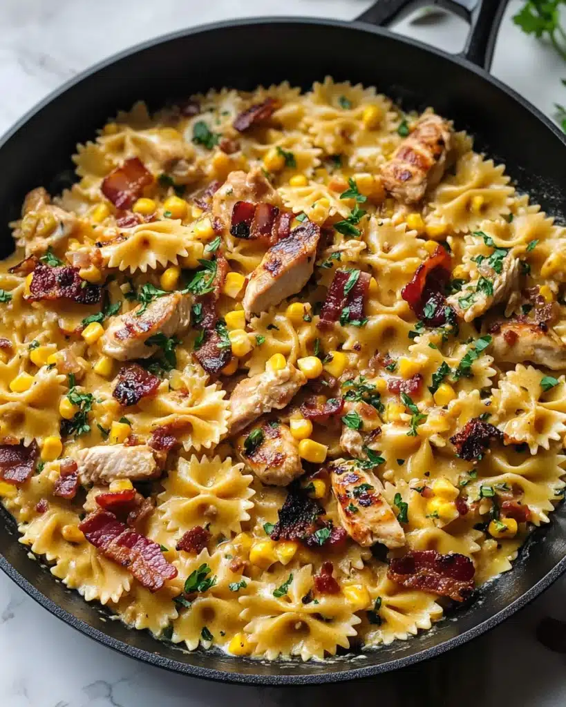 Creamy Chicken and Corn Pasta with Bacon Recipe