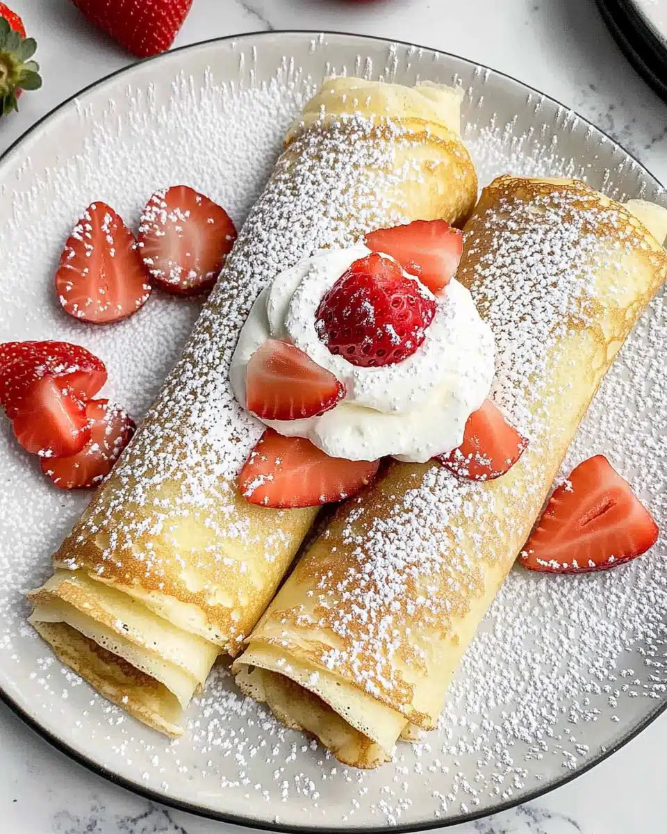 Creamy Strawberry Filled Crepes Recipe