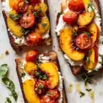 Burst Cherry Tomato & Peach Burrata Crostini Recipe