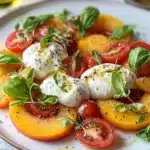 Peachy Burrata Caprese Salad Recipe