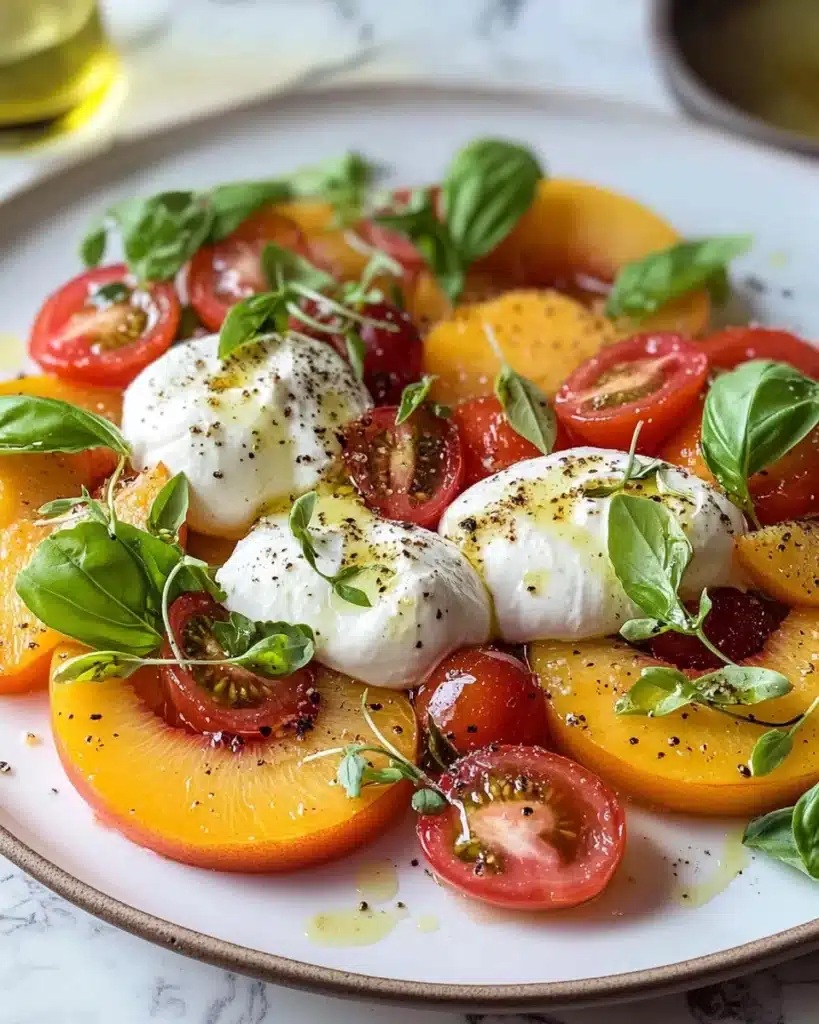 Peachy Burrata Caprese Salad Recipe