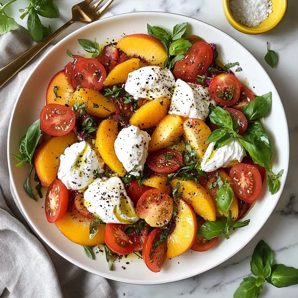 Peachy Burrata Caprese Salad Recipe - Recipe Image