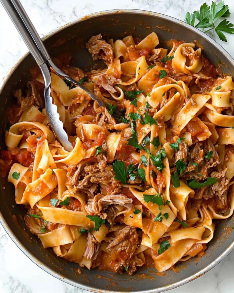 Slow Cooked Shredded Beef Ragu Pasta Recipe