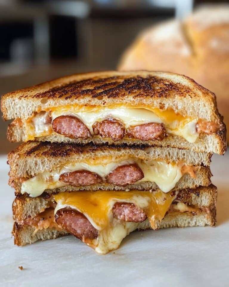 Smoked Sausage Triple Grilled Cheese Recipe