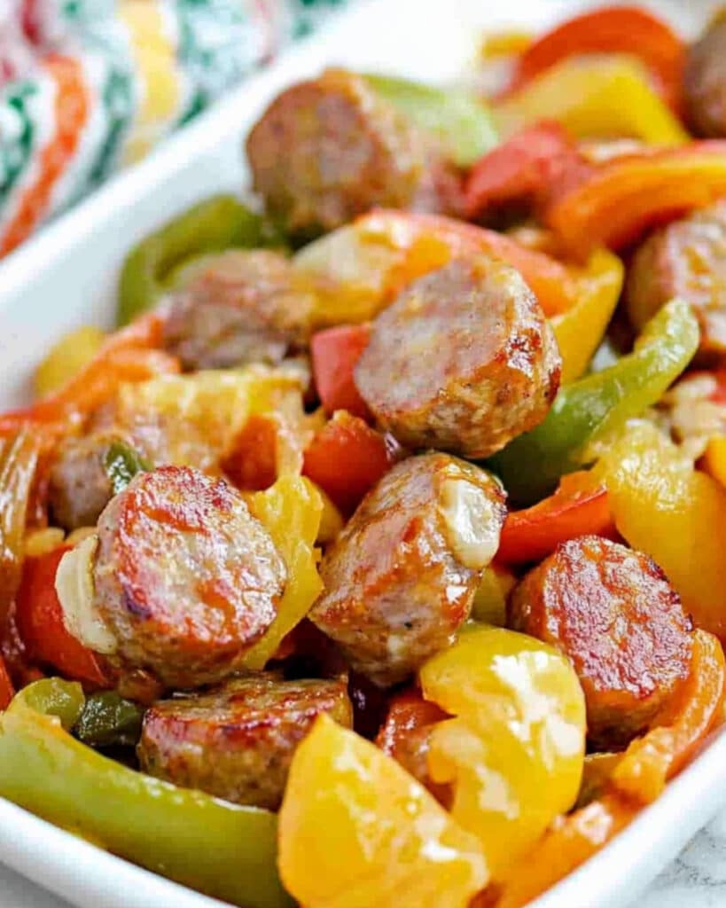 Cheesy Italian Sausage Bake with Peppers Recipe