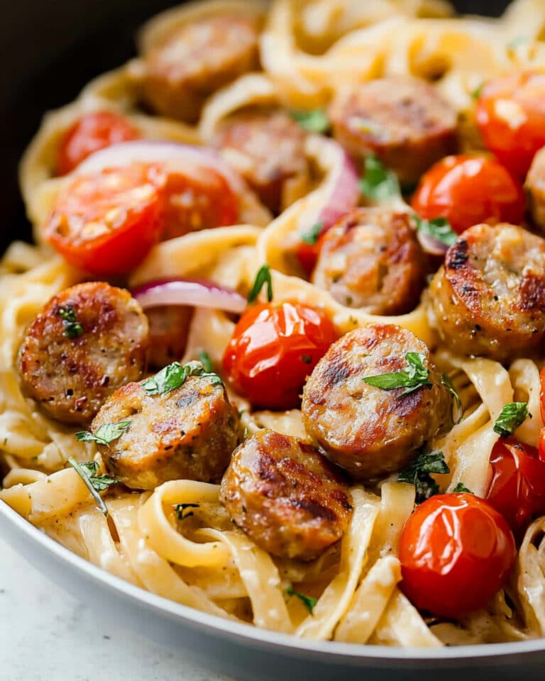 Chicken Sausage Fettuccine Alfredo Recipe