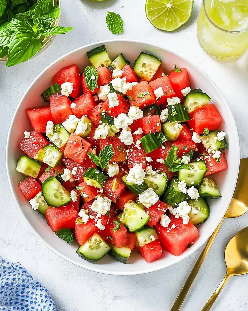 Watermelon Salad Recipe with Feta and Cucumber Recipe
