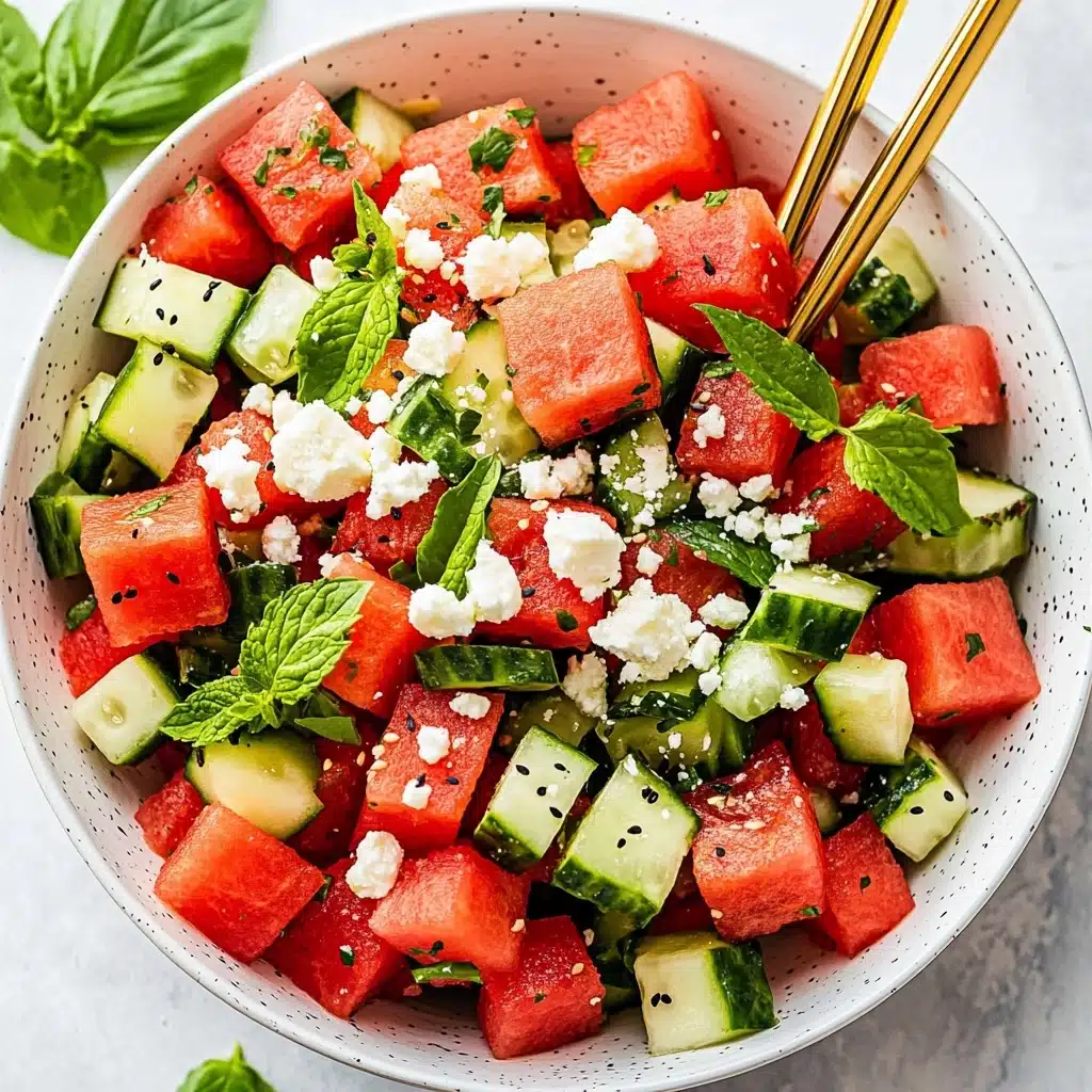 Watermelon Salad Recipe with Feta and Cucumber Recipe - Recipe Image