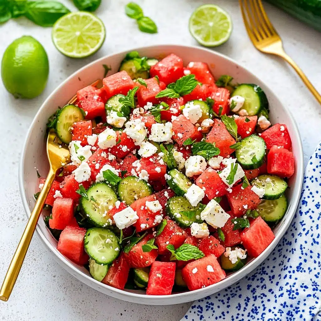 Watermelon Salad Recipe with Feta and Cucumber Recipe - Recipe Image