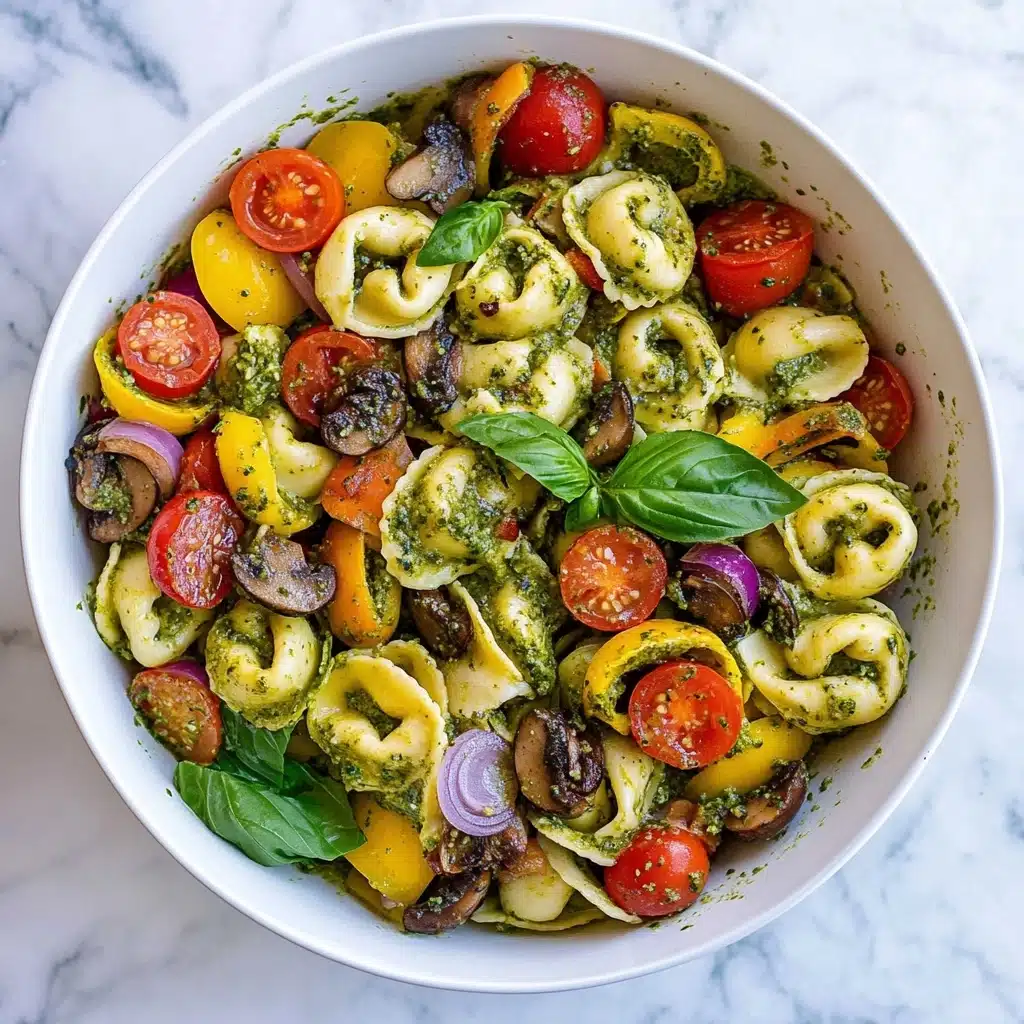 Cheese Tortellini with Pesto and Roasted Vegetables. Recipe - Recipe Image
