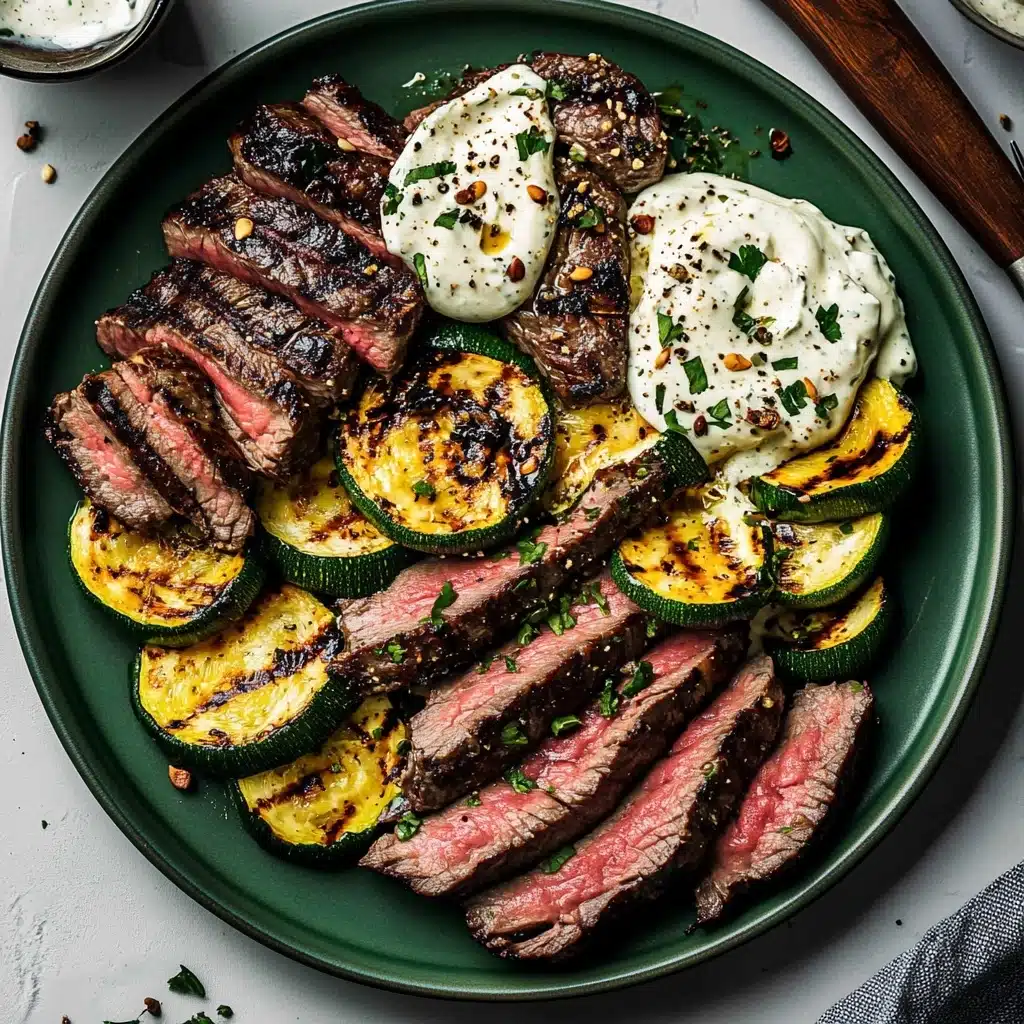 Grilled Steak and Zucchini with Whipped Feta Recipe - Recipe Image