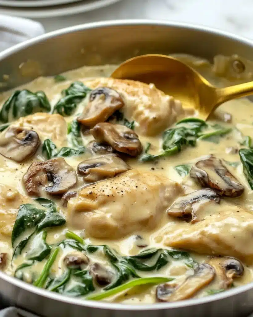 Chicken With Spinach and Mushrooms Recipe