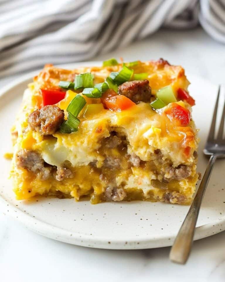 Tater Tot Breakfast Casserole with Sausage and Cheddar Recipe