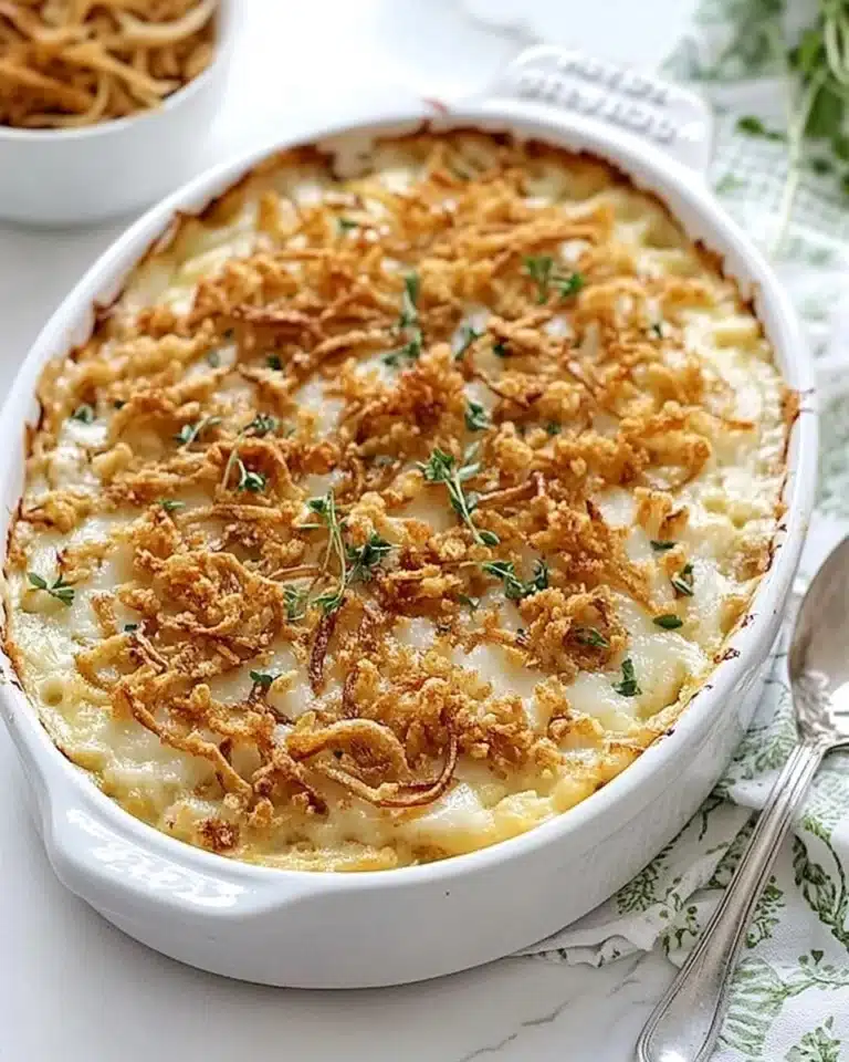 Spaghetti Squash Casserole with Turkey, Gruyère, and Crispy Onions Recipe