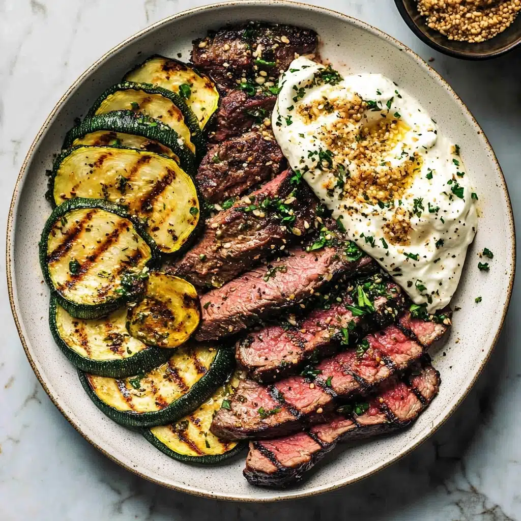 Grilled Steak and Zucchini with Whipped Feta Recipe - Recipe Image
