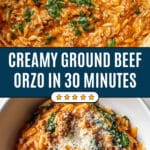 Ground Beef Orzo with Tomato Cream Sauce Recipe