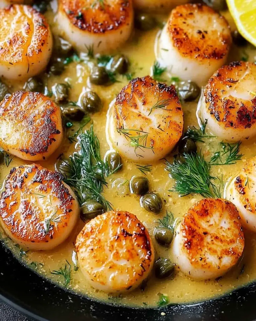 Pan Seared Scallops with Lemon Capers in White Wine Sauce Recipe