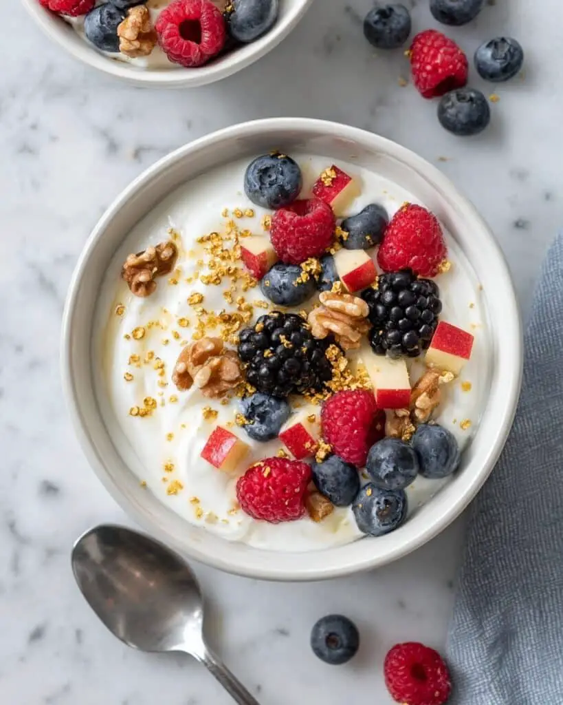 Brainy Breakfast Yogurt Bowl with Apple, Berries, and Nuts Recipe
