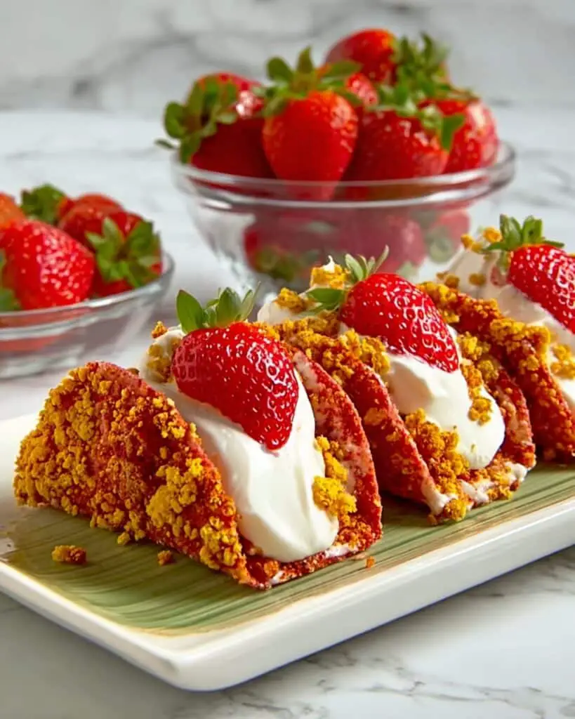 Strawberry Crunch Cheesecake Tacos Recipe