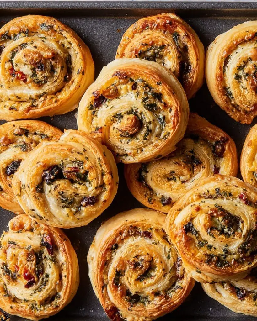 Mediterranean Spinach and Artichoke Puff Pastry Pinwheels Recipe