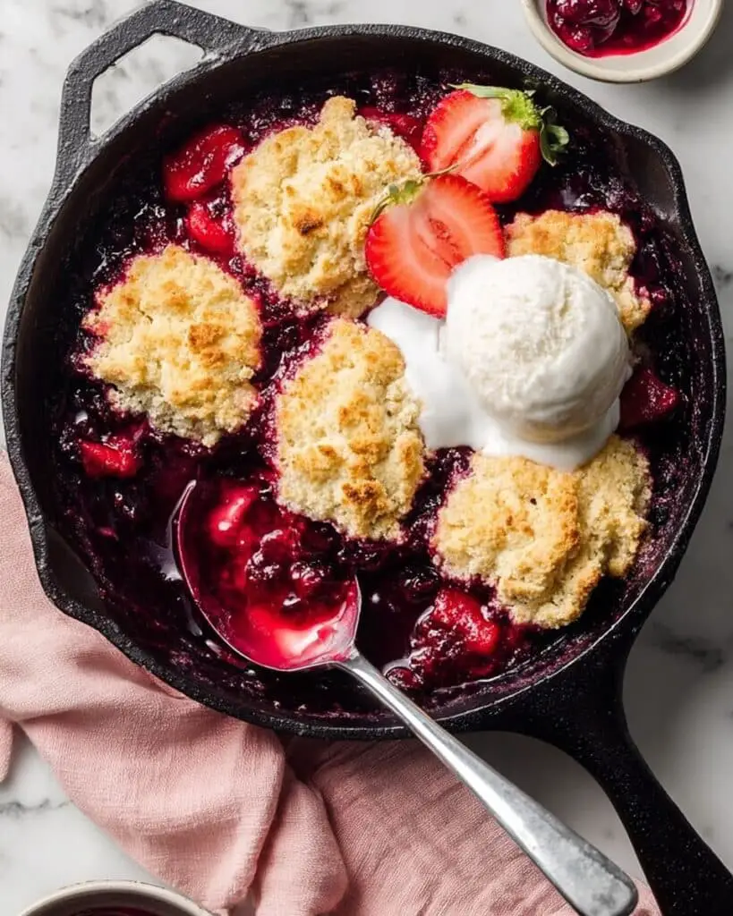 Skillet Mixed Berry Buttermilk Cobbler Recipe