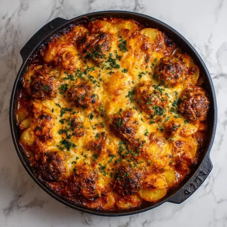 Meatballs and Potatoes with Tomato and Cream Sauces Recipe