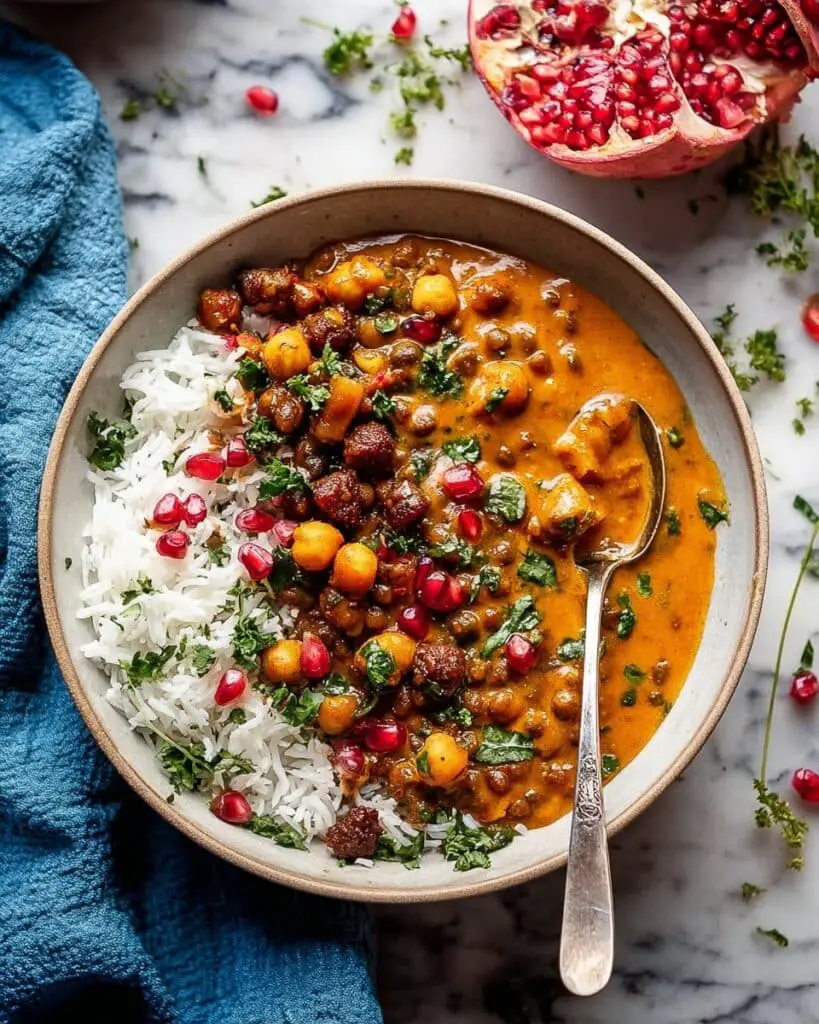 Sweet Potato Lentil Curry with Crispy Sesame Chickpeas Recipe