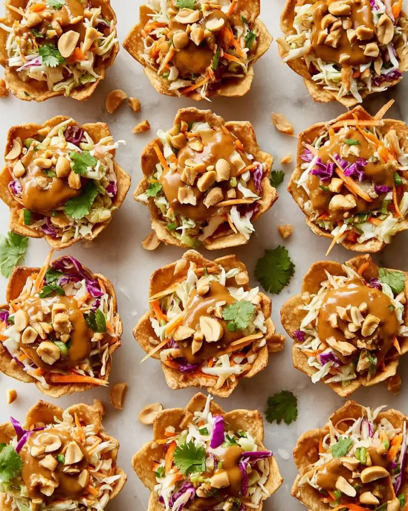 Peanut Chicken Wonton Cups Recipe