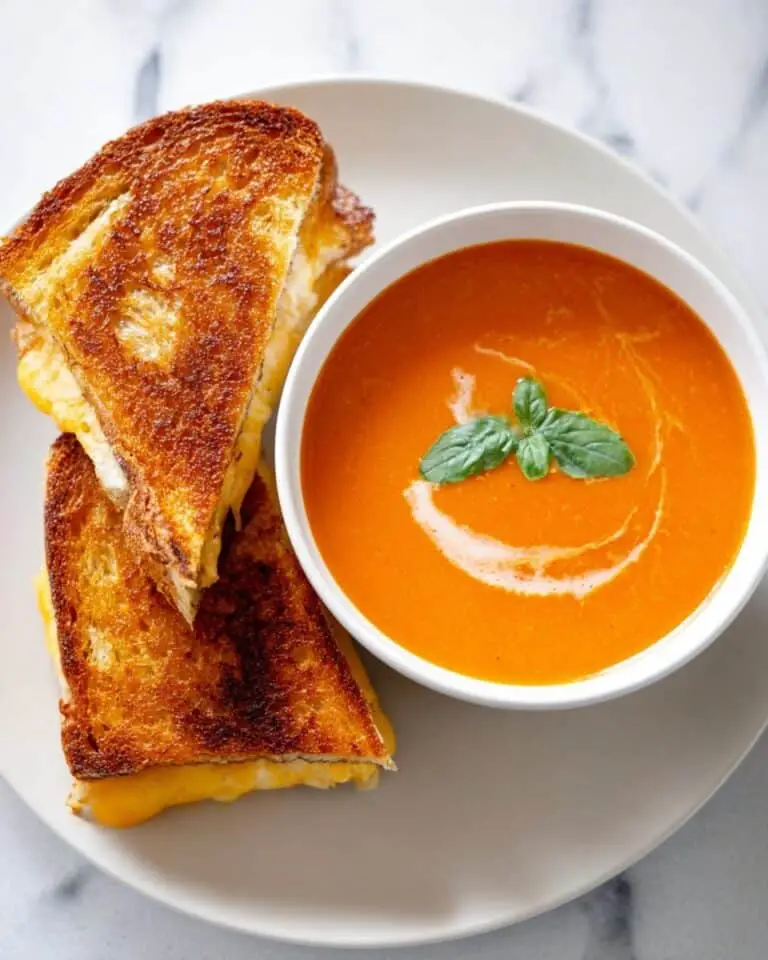 Easy Tomato Soup with Grilled Cheese Sandwiches Recipe