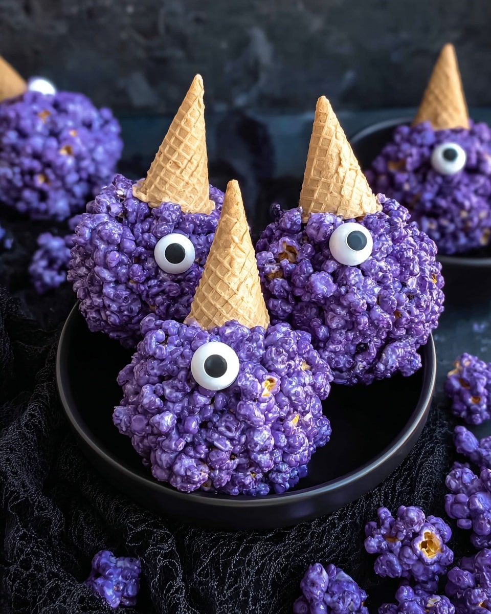 Purple People Eater Halloween Popcorn Balls Recipe