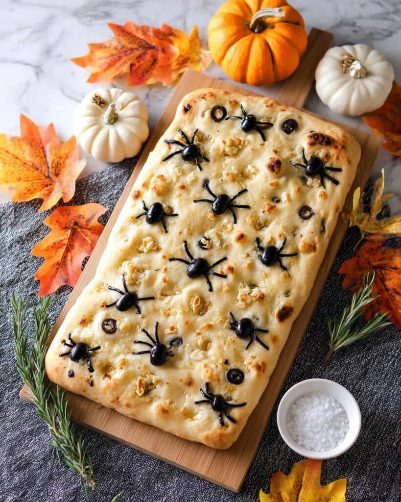 Halloween Spider Olive Focaccia Bread Recipe