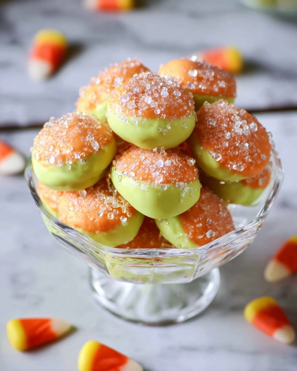 Candy Corn Dipped OREO Cookie Balls Recipe