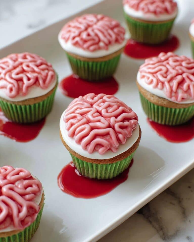 Halloween Strawberry Cupcakes with Strawberry Buttercream and Drizzled Strawberry Syrup Recipe