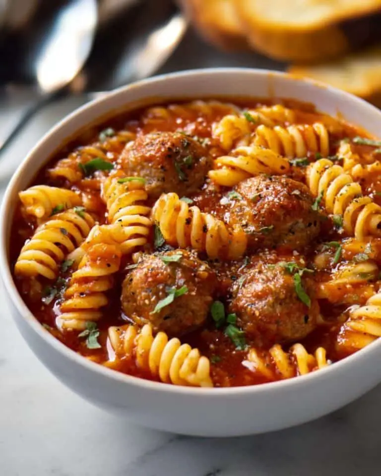 Meatball Soup with Pasta and Parmesan Recipe