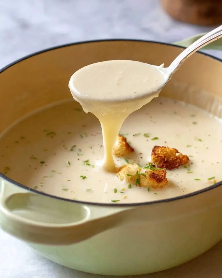 Leek and Potato Soup with Croutons and Chive Garnish Recipe