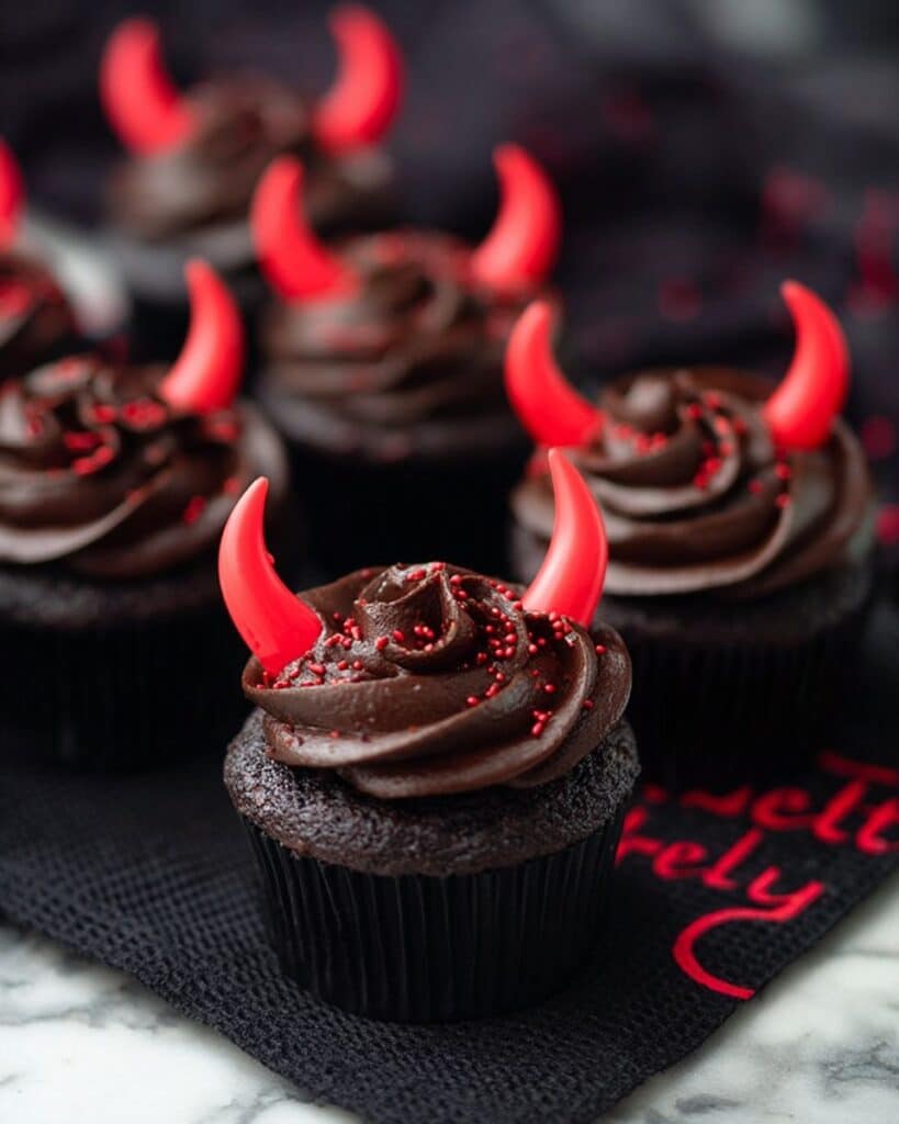 Spicy Cayenne Chocolate Devil’s Food Cupcakes with Ganache and Fudge Icing Recipe