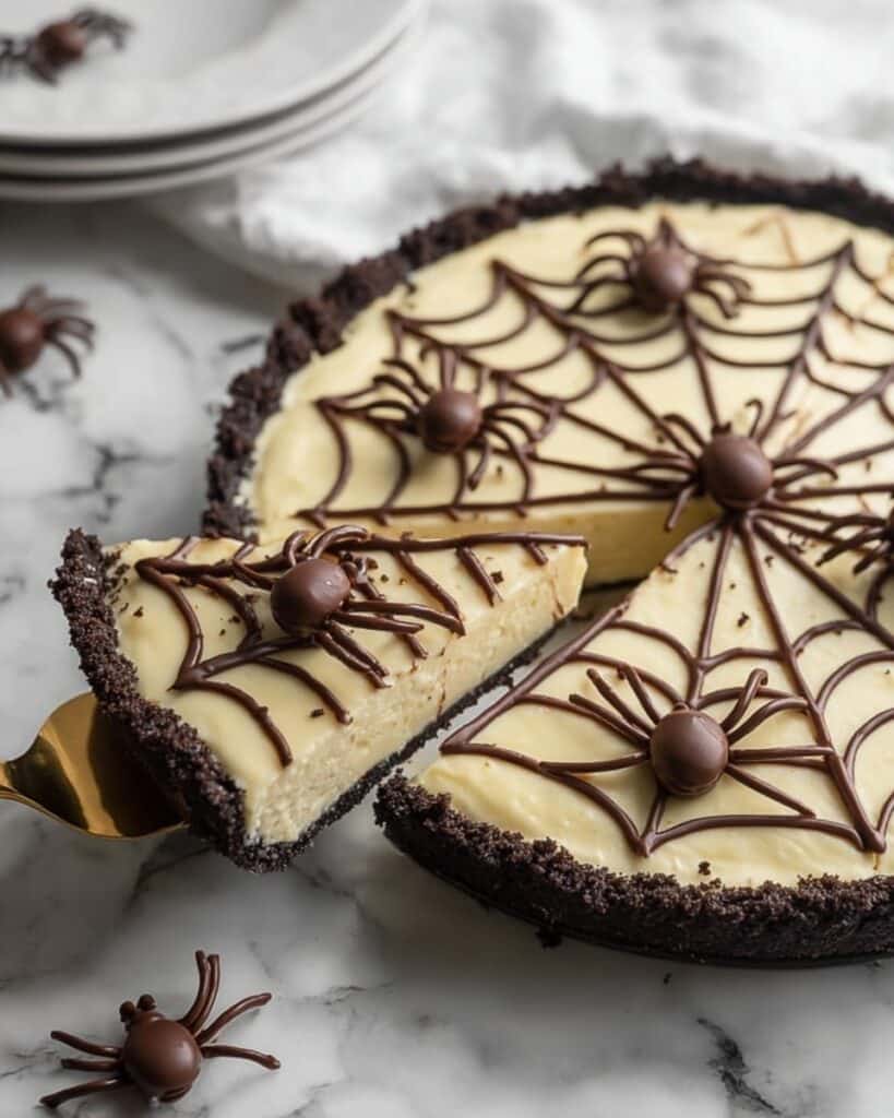 Halloween Chocolate Spiderweb Tart Recipe
