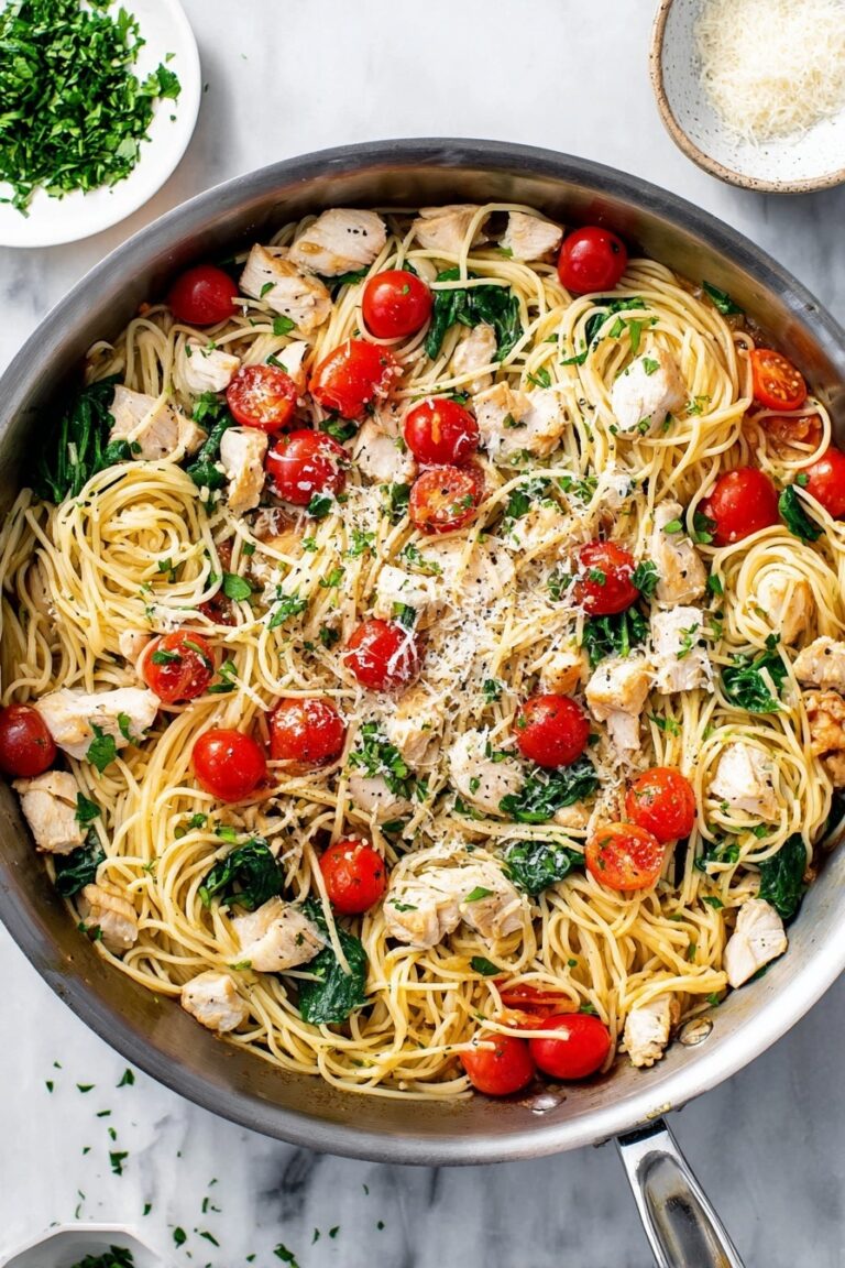 Easy Chicken Scampi with Cherry Tomatoes and Spinach Recipe