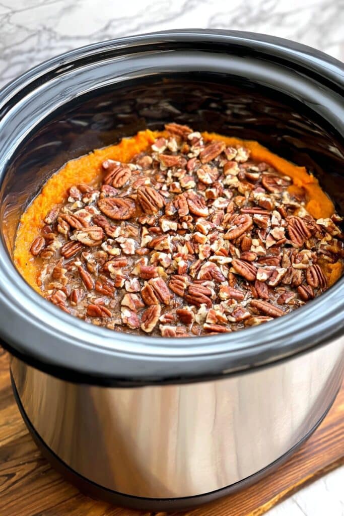 Slow Cooker Sweet Potato Casserole with Toasted Pecans Recipe