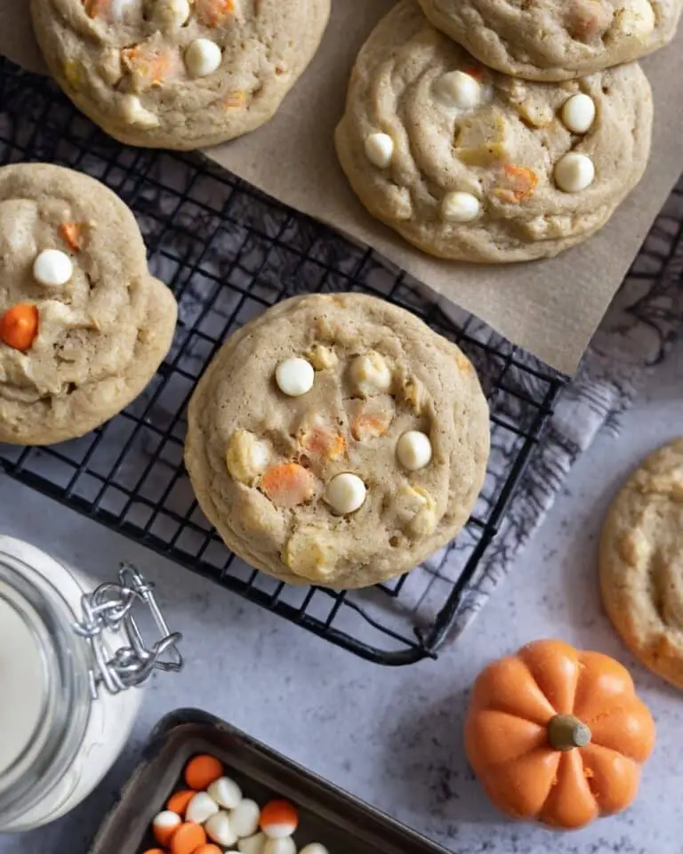 Pumpkin Spice Cookies with White Chocolate Chips and Halloween M&Ms Recipe